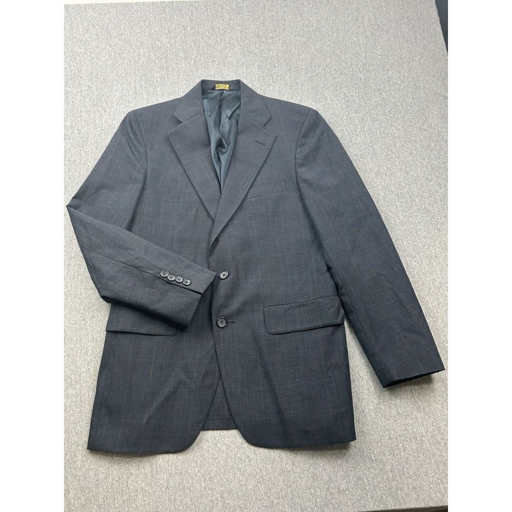 Gant Men's 40? Blazer Navy Blue Windowpane Sport Coat Jacket Color Stripe